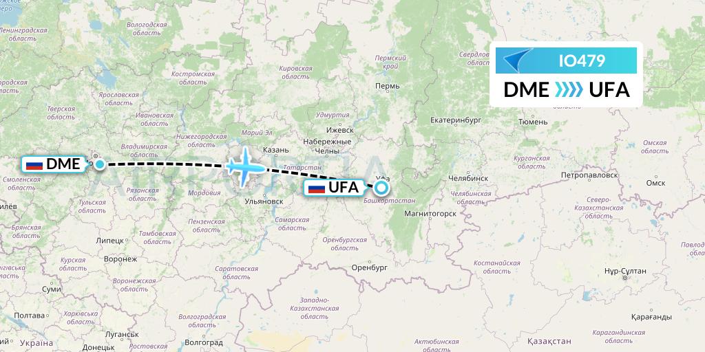 IO479 IrAero Flight Map: Moscow to Ufa
