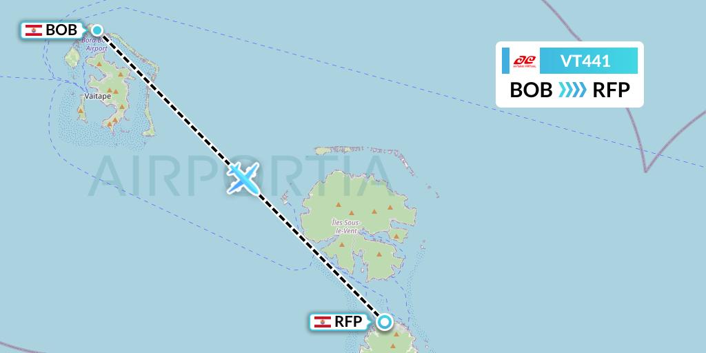 VT441 Air Tahiti Flight Map: Bora Bora to Raiatea
