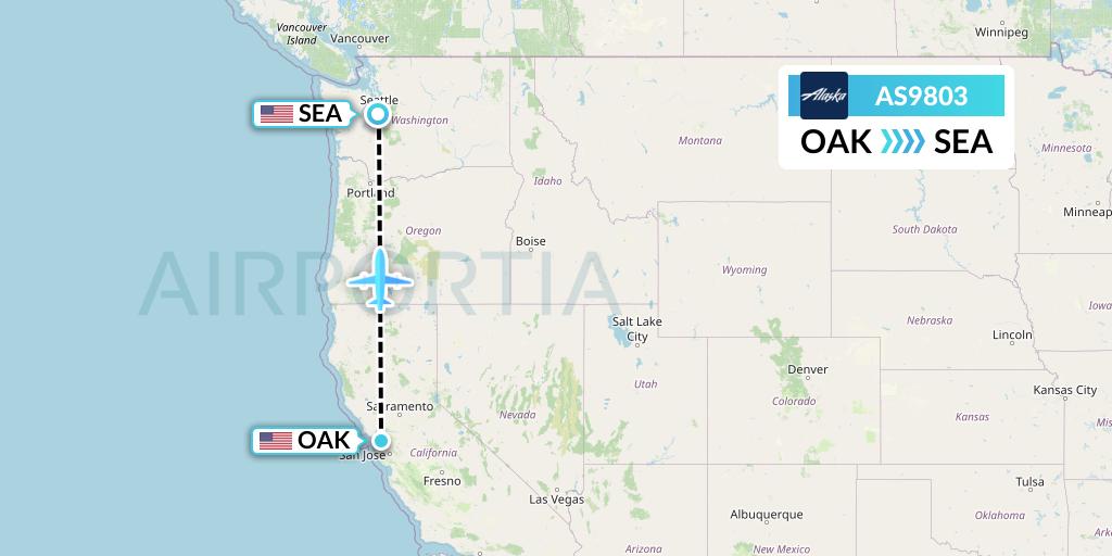 AS9803 Alaska Airlines Flight Map: Oakland to Seattle