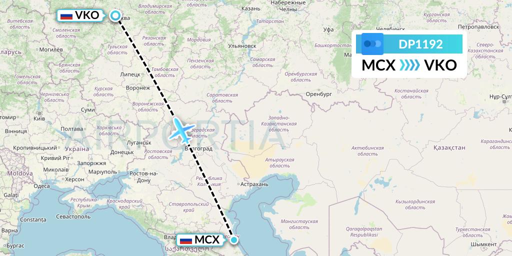 DP1192 Pobeda Flight Map: Makhachkala to Moscow