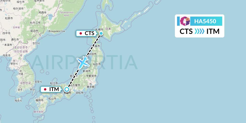 HA5450 Hawaiian Airlines Flight Map: Sapporo to Osaka