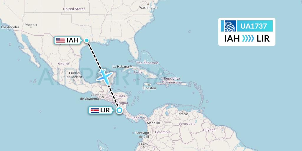 UA1737 United Airlines Flight Map: Houston to Liberia