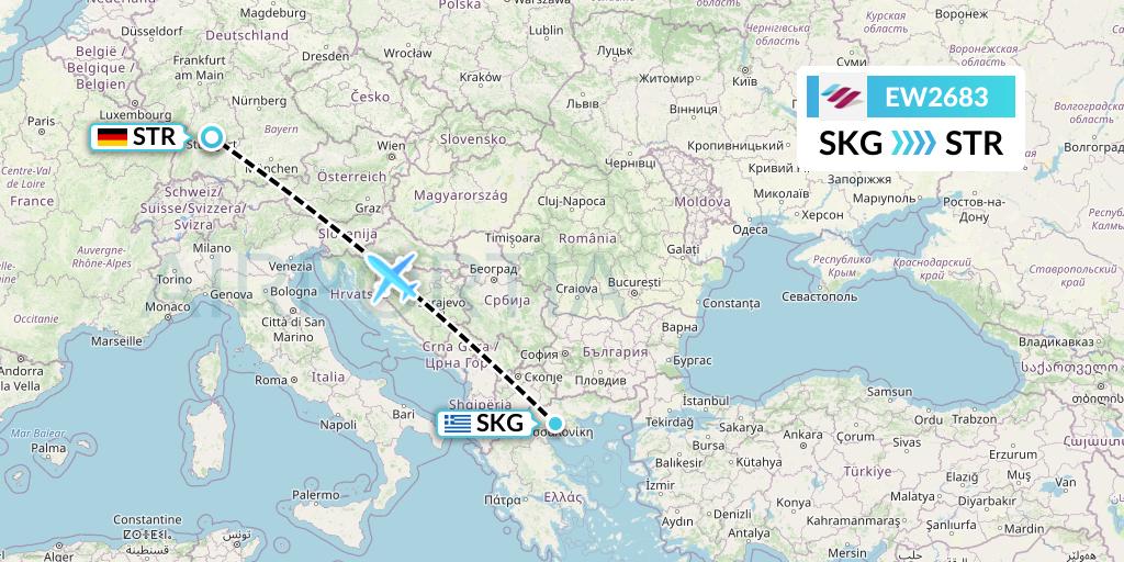 EW2683 Eurowings Flight Map: Thessaloniki to Stuttgart