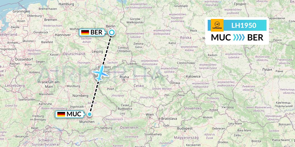 LH1950 Lufthansa Flight Map: Munich to Berlin