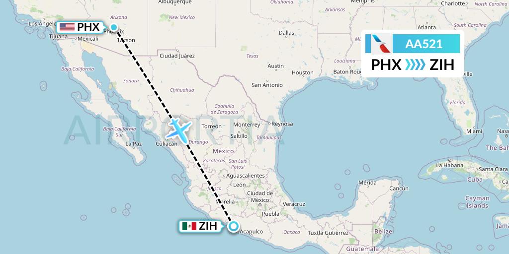 AA521 Flight Status American Airlines Phoenix to Zihuatanejo (AAL521)