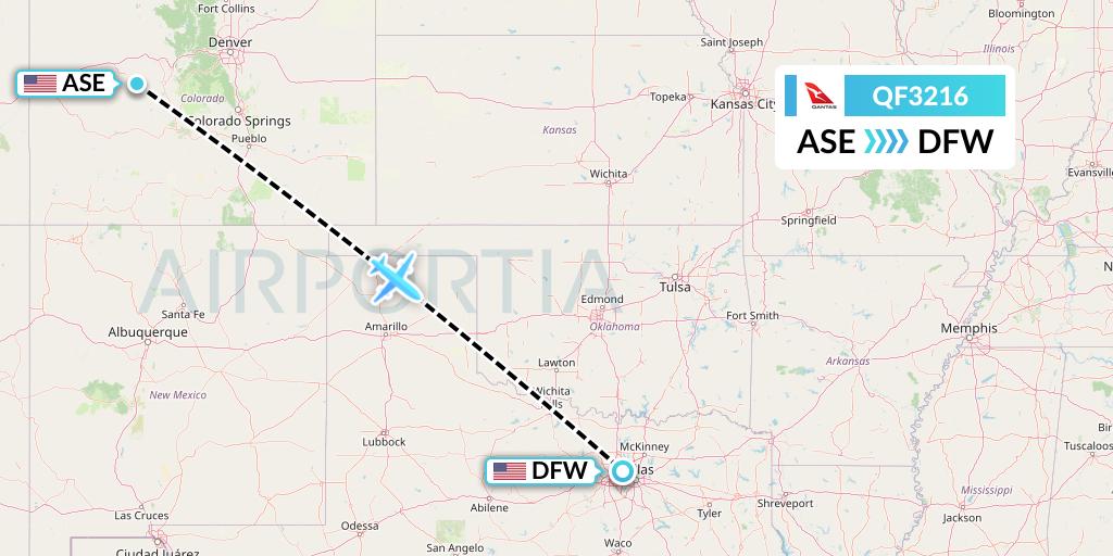 QF3216 Qantas Flight Map: Aspen to Dallas