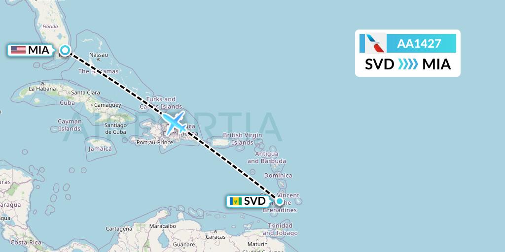 AA1427 Flight Status American Airlines Kingstown to Miami (AAL1427)