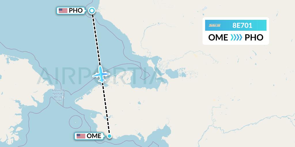8E701 Bering Air Flight Map: Nome to Point Hope