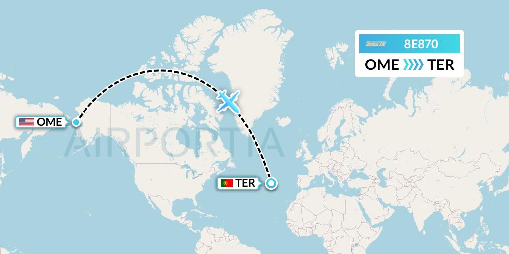 8E870 Bering Air Flight Map: Nome to Lajes