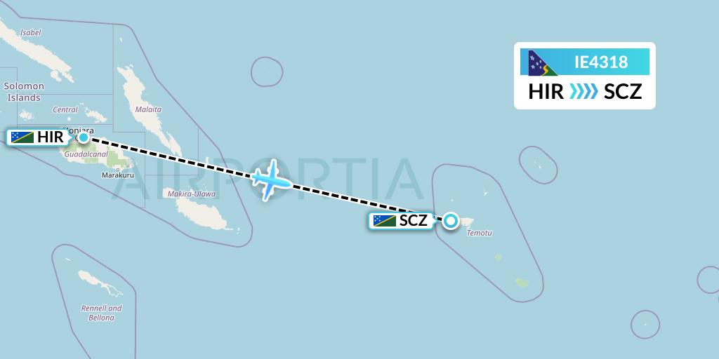 IE4318 Solomon Airlines Flight Map: Honiara to Santa Cruz-Graciosa Bay-Luova