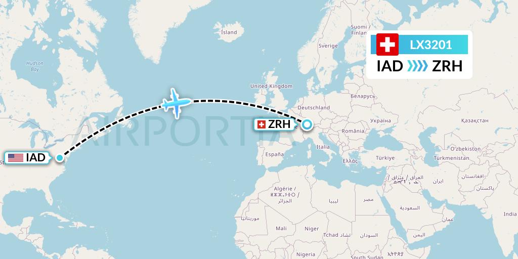 LX3201 Flight Status Swiss Washington to Zurich (SWR3201)