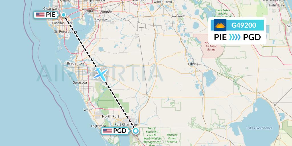 G49200 Allegiant Air Flight Map: St. Petersburg to Punta Gorda