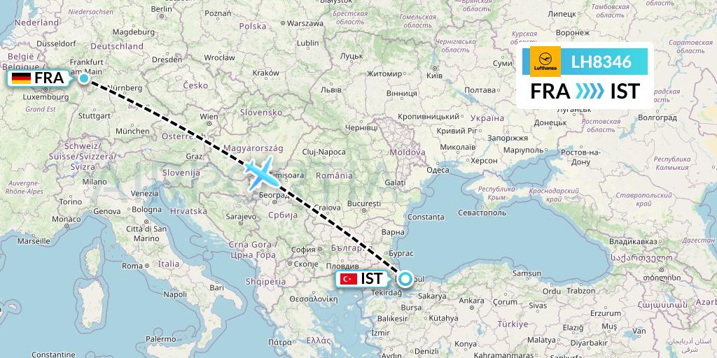 LH8346 Lufthansa Flight Map: Frankfurt to Istanbul