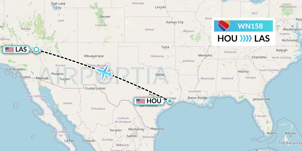 WN158 Southwest Airlines Flight Map: Houston to Las Vegas