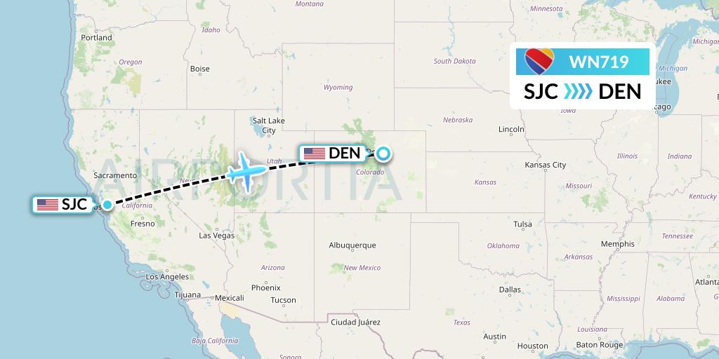 WN719 Southwest Airlines Flight Map: San Jose to Denver