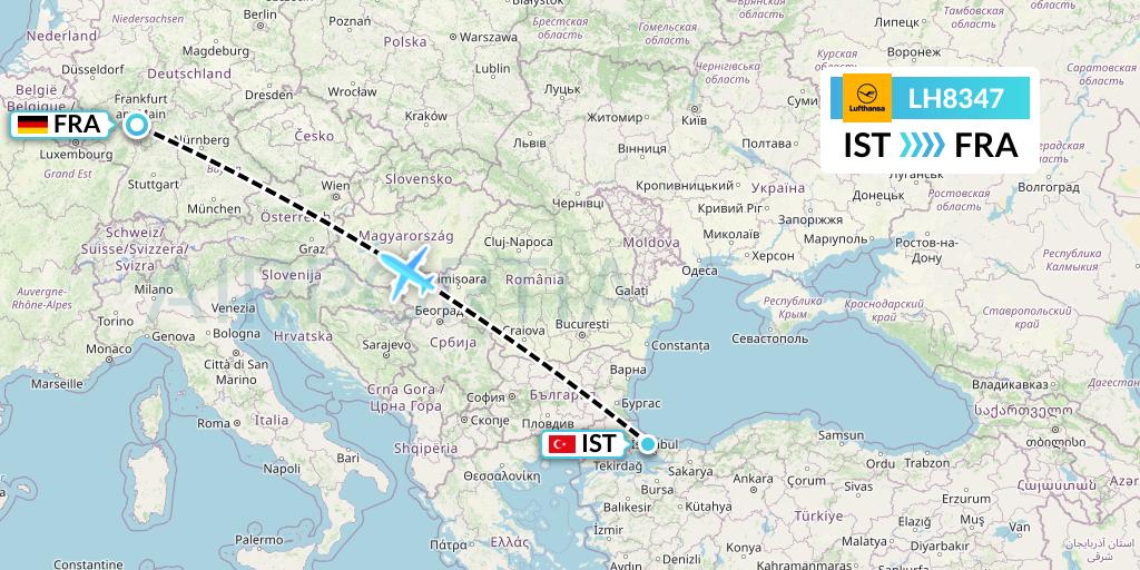 LH8347 Lufthansa Flight Map: Istanbul to Frankfurt