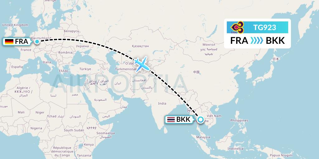 Flug Tg922 Von Bangkok Nach Frankfurt Verfolgen www.airportia.com