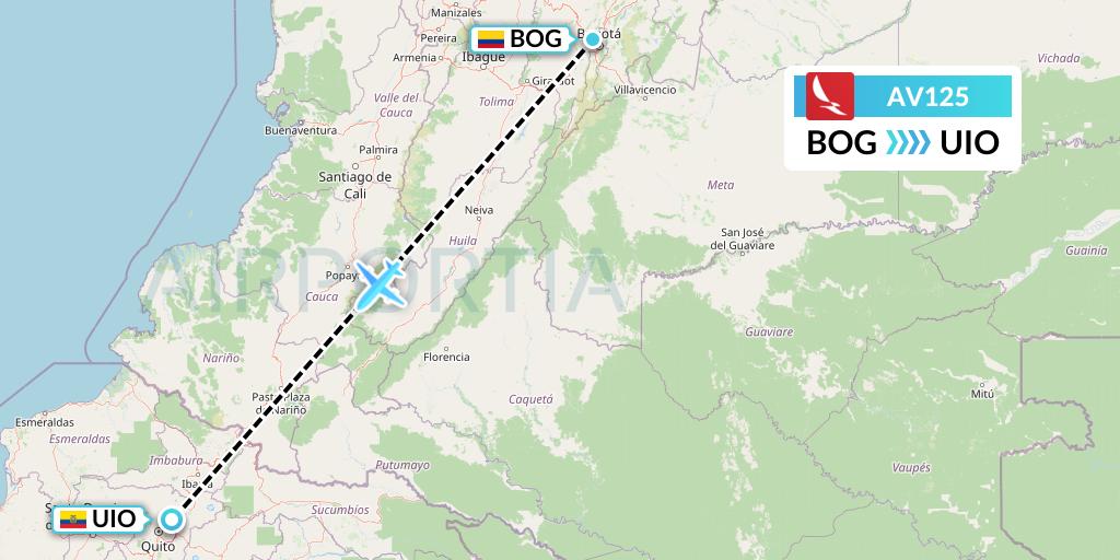 AV125 Avianca Flight Map: Bogota to Quito