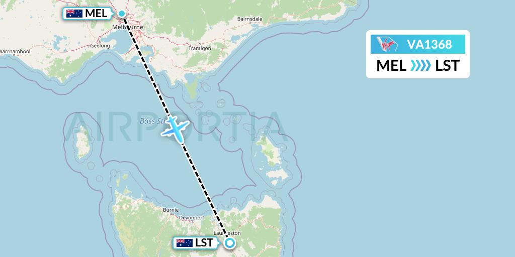 VA1368 Virgin Australia Flight Map: Melbourne to Launceston