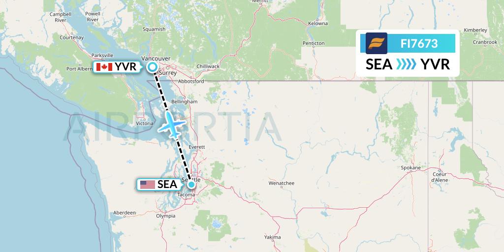 FI7673 Icelandair Flight Map: Seattle to Vancouver