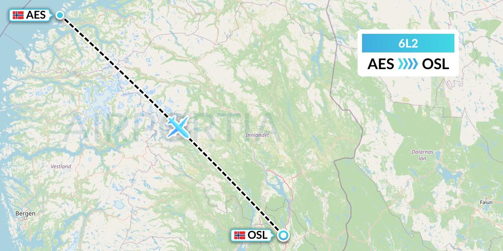 6L2 Aklak Air Flight Map: Alesund to Oslo
