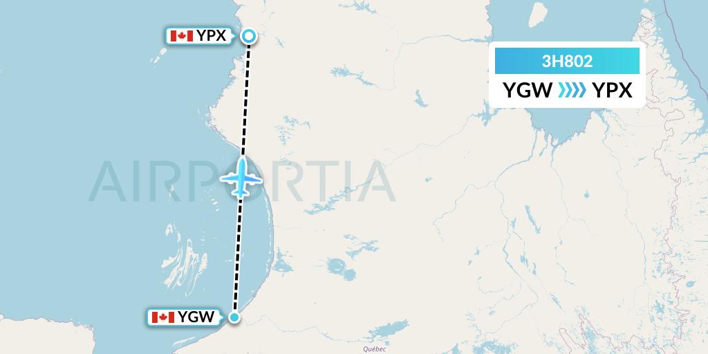 3H802 Air Inuit Flight Map: Kuujjuarapik to Puvirnituq