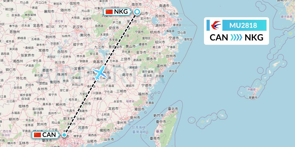 MU2818 China Eastern Airlines Flight Map: Guangzhou to Nanjing