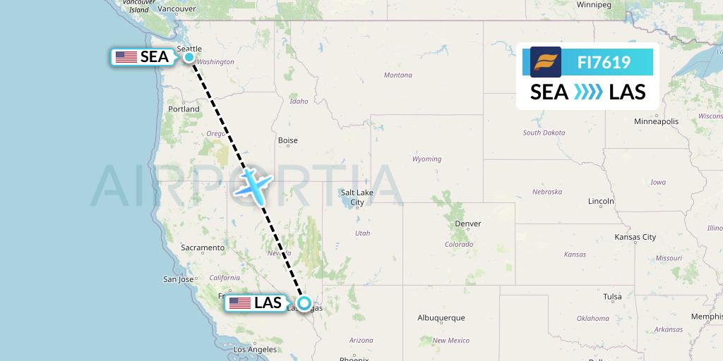 FI7619 Icelandair Flight Map: Seattle to Las Vegas