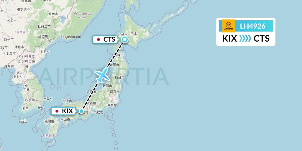 LH4926 Lufthansa Flight Map: Osaka to Sapporo