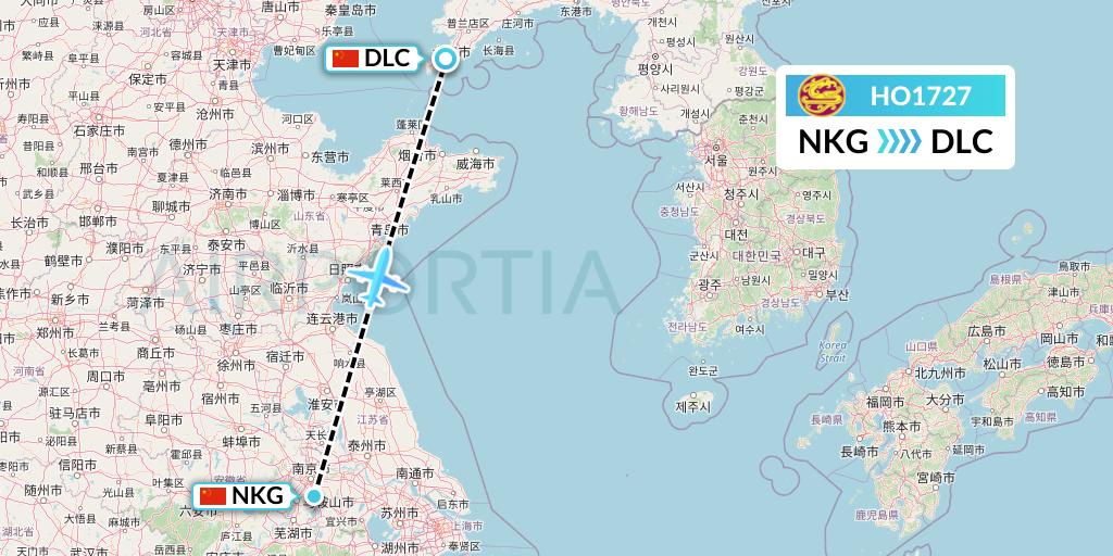 HO1727 Juneyao Airlines Flight Map: Nanjing to Dalian