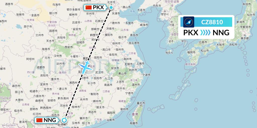 CZ8810 China Southern Airlines Flight Map: Beijing to Nanning