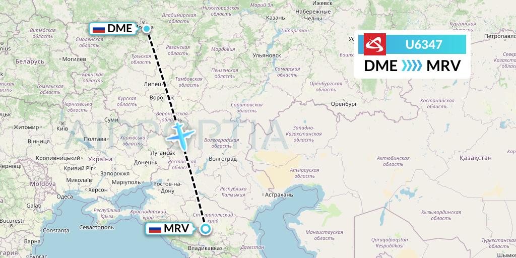 U6347 Ural Airlines Flight Map: Moscow to Mineralnye Vody