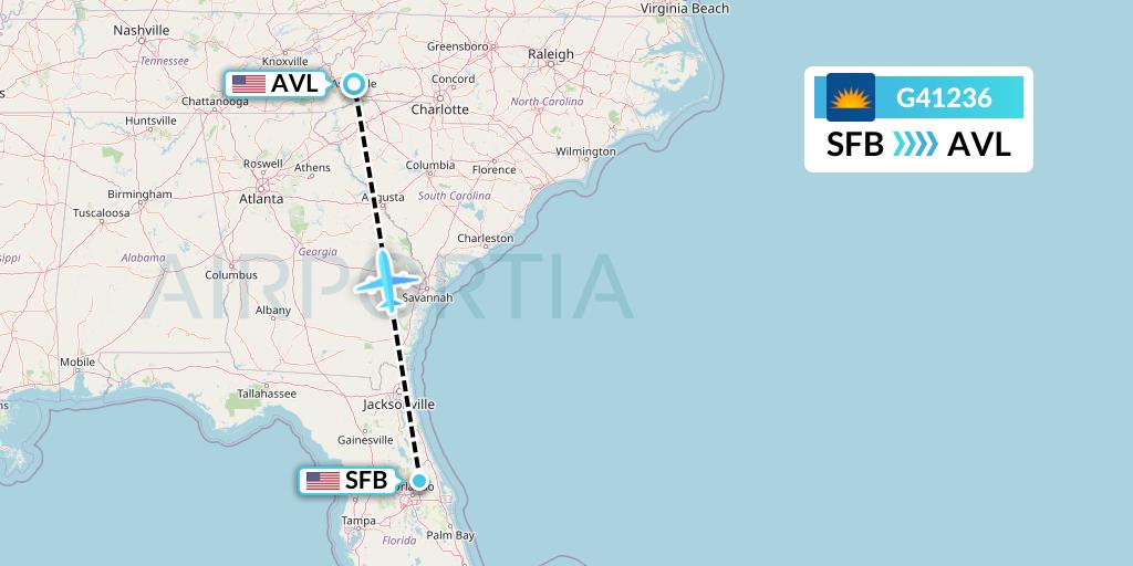 G41236 Allegiant Air Flight Map: Orlando to Asheville
