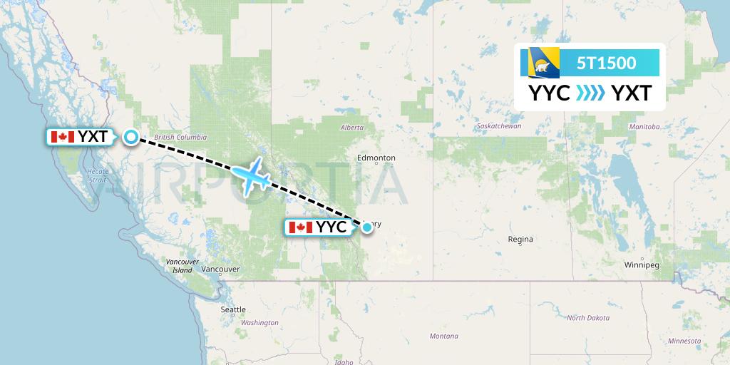 5T1500 Canadian North Flight Map: Calgary to Terrace