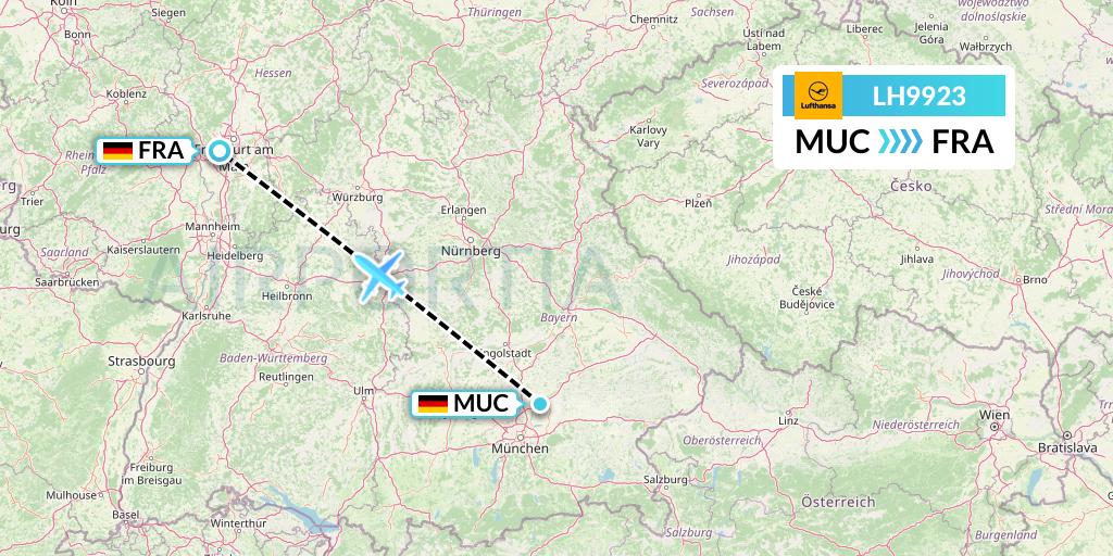 LH9923 Lufthansa Flight Map: Munich to Frankfurt