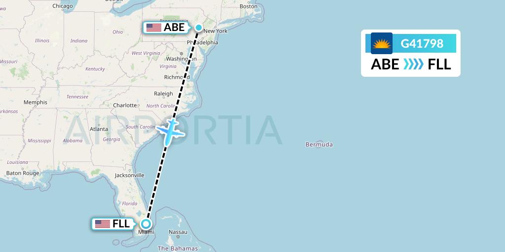 G41798 Allegiant Air Flight Map: Allentown to Fort Lauderdale