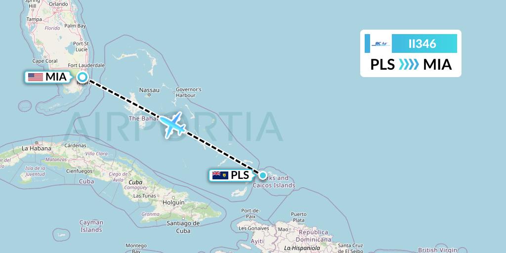 II346 IBC Airways Flight Map: Providenciales to Miami