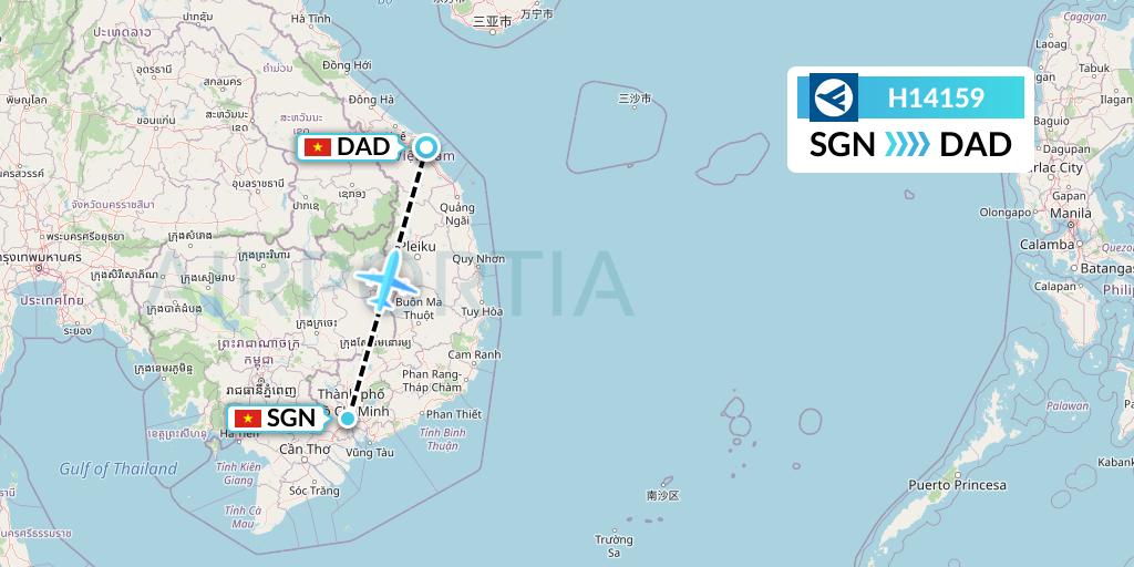 H14159 Hahn Air Systems Flight Map: Ho Chi Minh City to Da Nang