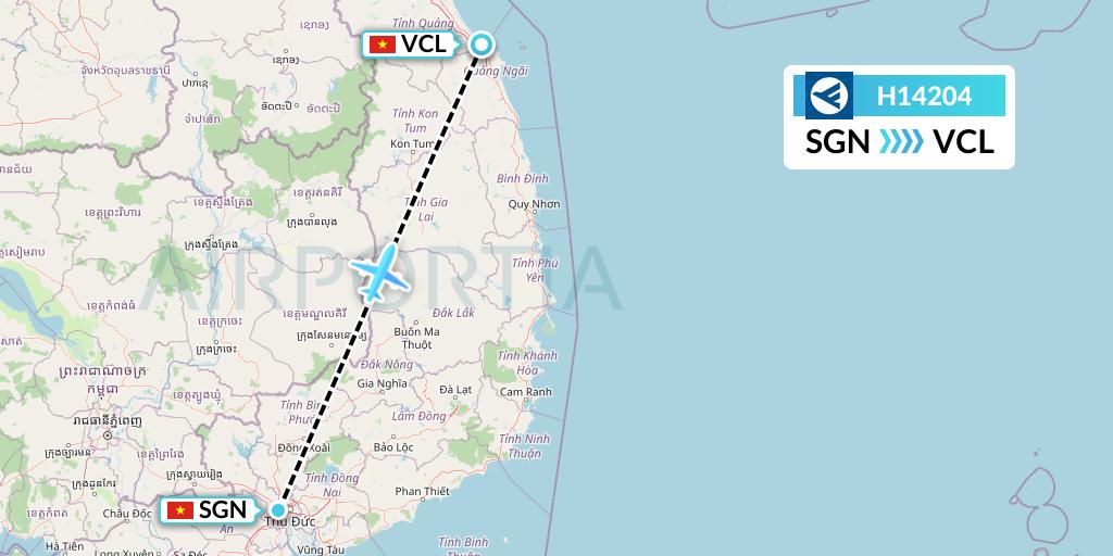 H14204 Hahn Air Systems Flight Map: Ho Chi Minh City to Chu Lai