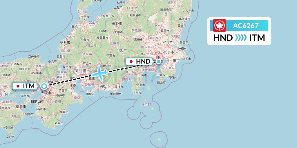 AC6267 Air Canada Flight Map: Tokyo to Osaka