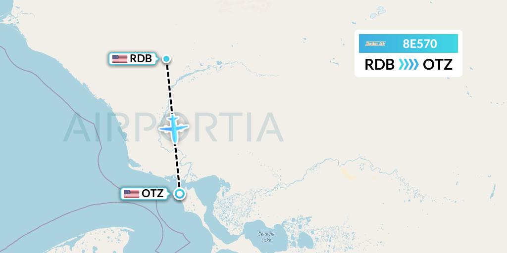 8E570 Bering Air Flight Map: Red Dog to Kotzebue