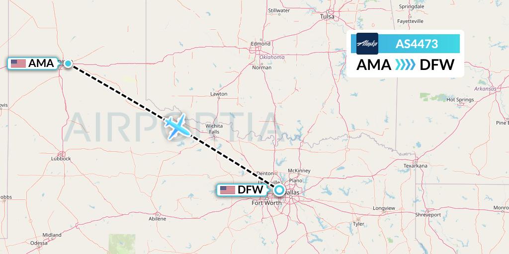 AS4473 Alaska Airlines Flight Map: Amarillo to Dallas