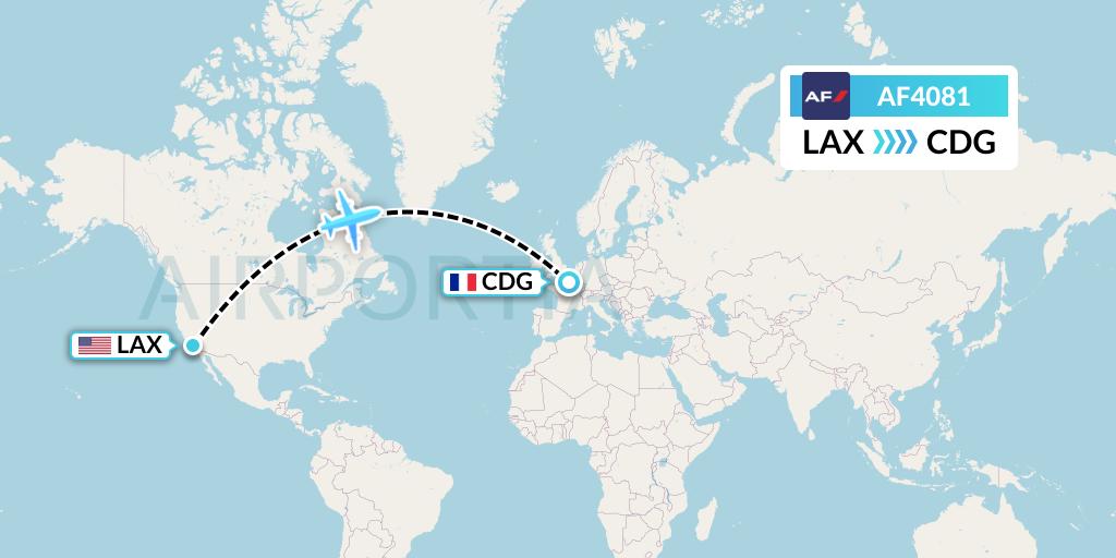 AF4081 Air France Flight Map: Los Angeles to Paris