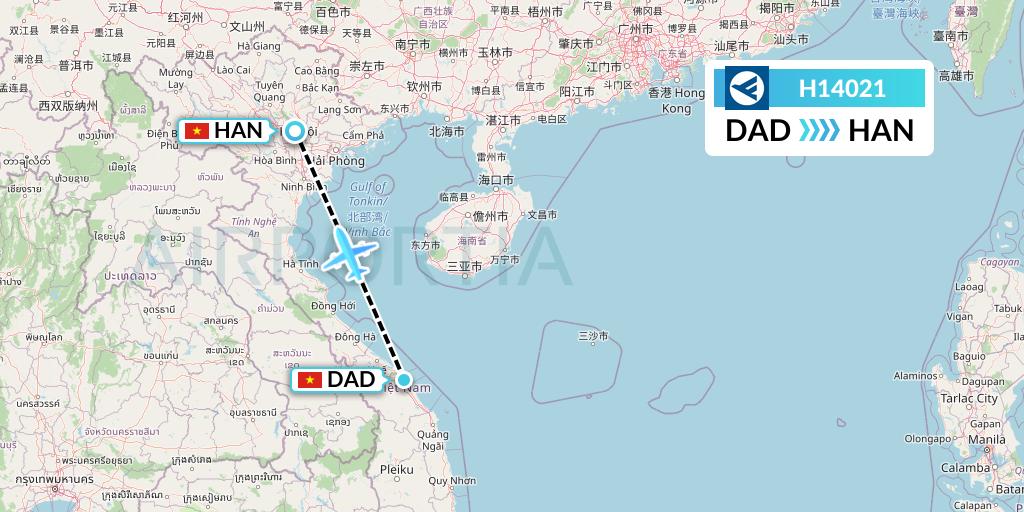 H14021 Hahn Air Systems Flight Map: Da Nang to Hanoi