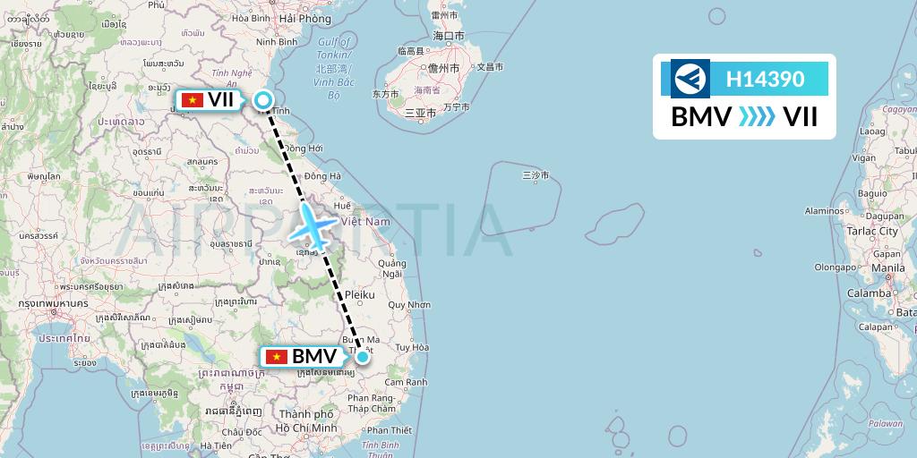 H14390 Hahn Air Systems Flight Map: Buon Ma Thuot to Vinh