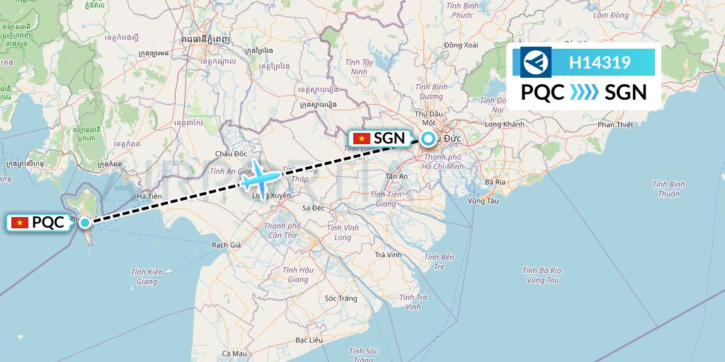H14319 Hahn Air Systems Flight Map: Phu Quoc to Ho Chi Minh City