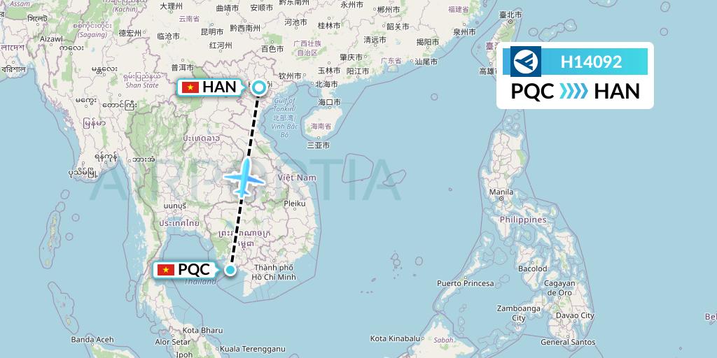H14092 Hahn Air Systems Flight Map: Phu Quoc to Hanoi