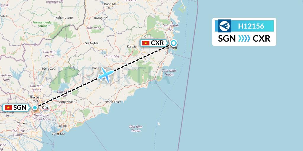 H12156 Hahn Air Systems Flight Map: Ho Chi Minh City to Nha Trang
