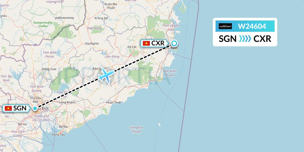 W24604 Flex Flight Flight Map: Ho Chi Minh City to Nha Trang