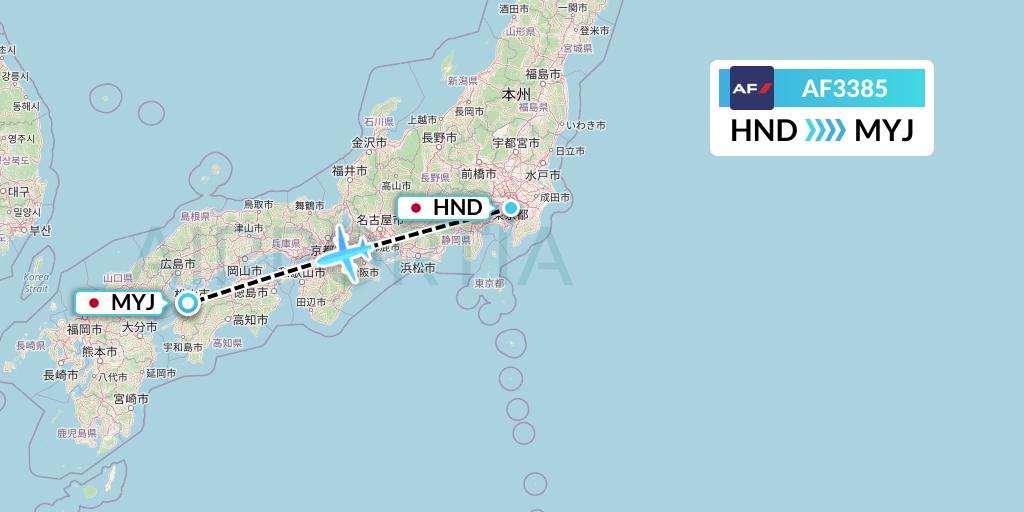 AF3385 Air France Flight Map: Tokyo to Matsuyama
